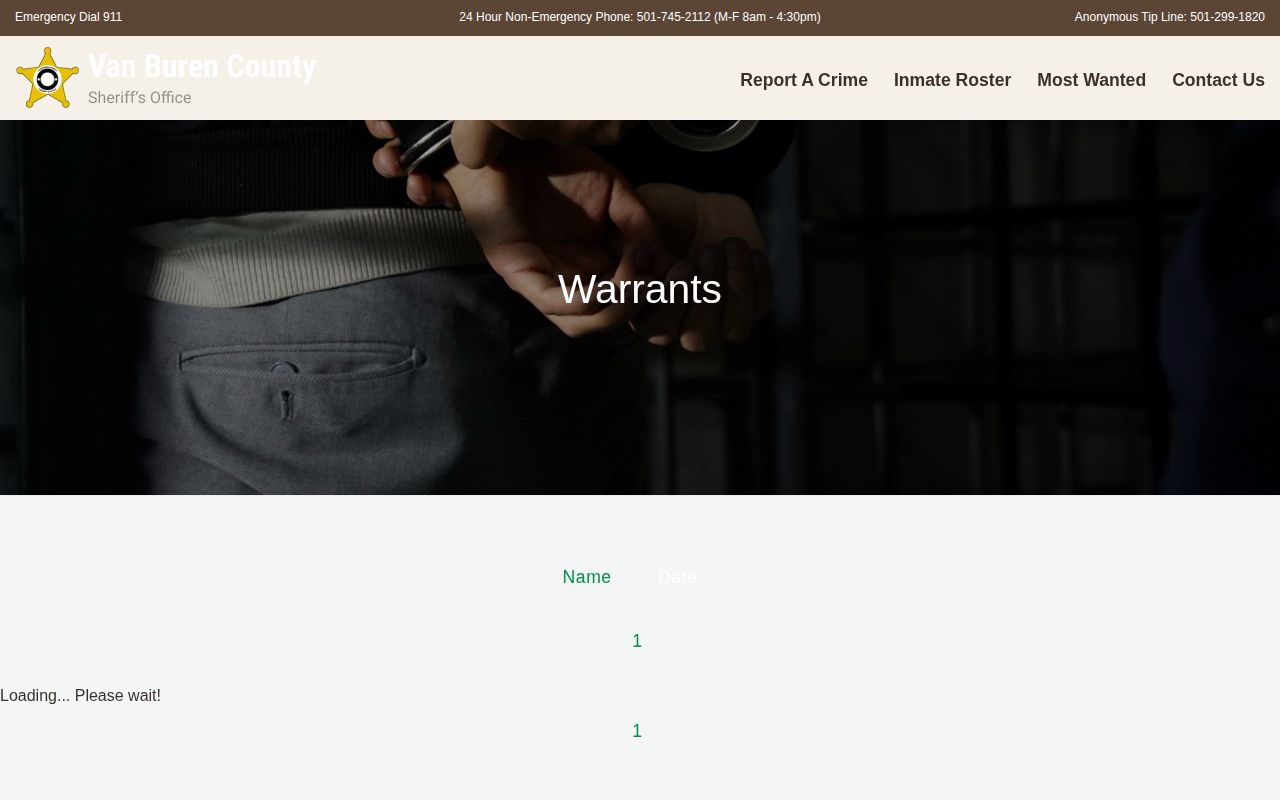 Van Buren County active warrant interface