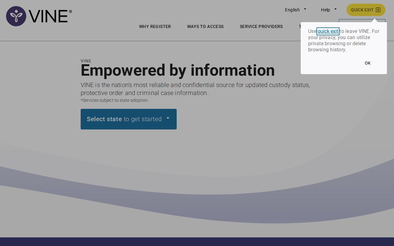 VINELink Van Buren County Arkansas custody search interface