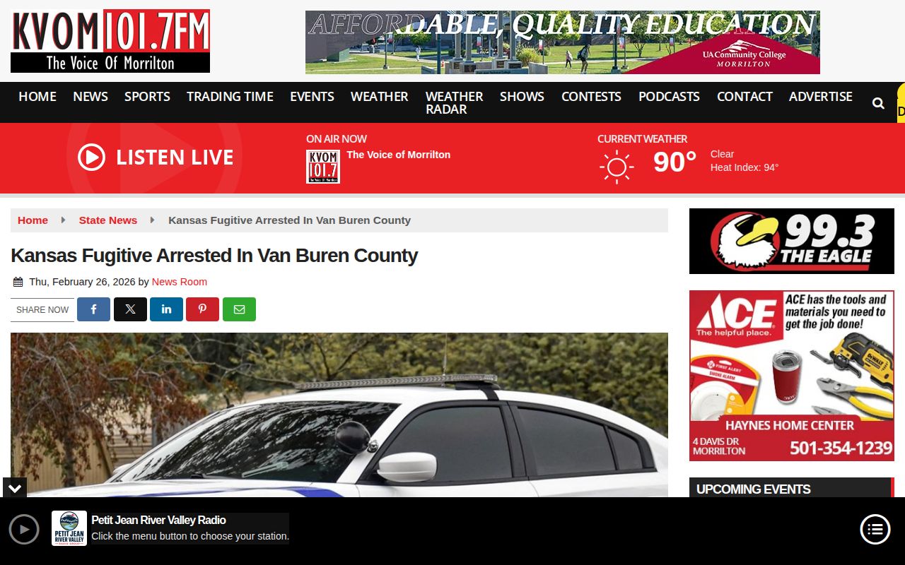 KVOM episodic Van Buren County arrest news report